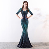 Plus Size Women Sequin Formal Party Maxi Evening Dress