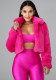 Women Sexy Solid Candy Color Faux furryCrop Jacket