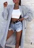 Autumn and winter Women solid knitting pocket cardigan sweater jacket