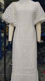 Plus Size Women Lace Embroidered Loose Shirt Dress