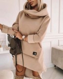 Women Long Sleeve Turtleneck Hoodies Dress