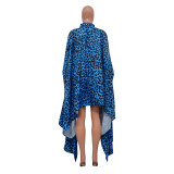 Fashion Plus Size Women's Autumn And Winter Leopard Print Loose Long Top