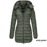Slim Hooded Zipper Cotton Padded Down Jacket For Women