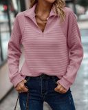Autumn Comfortable Loose Solid Color Stand Collar Zipper Long Sleeve Patchwork Women's Top