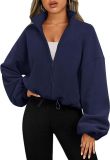 Women's Polar Fleece Sports Coat Stand Collar Fleece Zipper Jacket