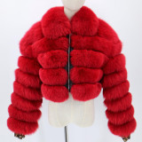 Long Sleeve Turndown Collar Faux Fur Women's Jacket