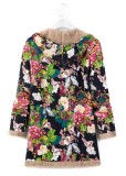 Winter Women's Printed Fleece Hooded Warm Jacket