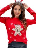 Christmas Knitting Shirt For Women Autumn And Winter Deer Embroidery Christmas Knitting Sweater