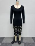 Sexy Stretch Cutout Tight Fitting Long Sleeve Bodycon Dress