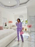 Autumn And Winter Women's Knitting Cardigan Sweater Pants Two-Piece Suit