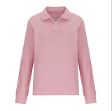Autumn Comfortable Loose Solid Color Stand Collar Zipper Long Sleeve Patchwork Women's Top