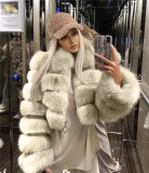 Long Sleeve Turndown Collar Faux Fur Women's Jacket