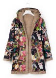 Winter Women's Printed Fleece Hooded Warm Jacket