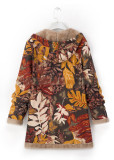 Winter Women's Printed Fleece Hooded Warm Jacket