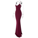 Women's Winter Fashion Sexy Low Back Strappy Evening Dress