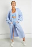 Autumn and winter Women solid knitting pocket cardigan sweater jacket