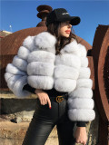 Long Sleeve Turndown Collar Faux Fur Women's Jacket