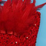 Sexy Feather Sequin Strapless Tight Fitting Slim Bodycon Dress