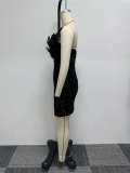 Sexy Feather Sequin Strapless Tight Fitting Slim Bodycon Dress