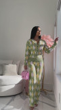Autumn And Winter Women's Knitting Cardigan Sweater Pants Two-Piece Suit