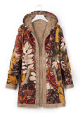 Winter Women's Printed Fleece Hooded Warm Jacket