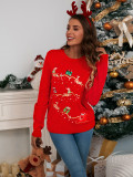 Christmas Knitting Shirt For Women Autumn And Winter Deer Embroidery Christmas Knitting Sweater