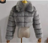 Long Sleeve Turndown Collar Faux Fur Women's Jacket