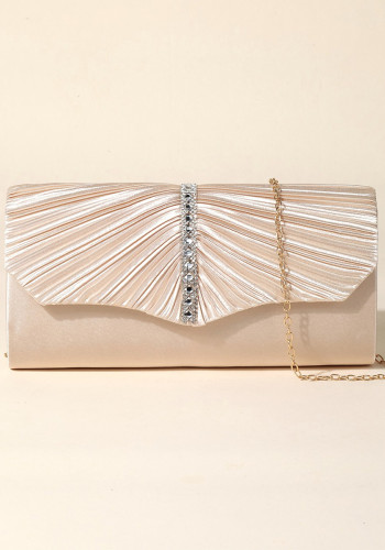 Luxury Evening Bag Shiny Rhinestone Pleated Bag Party Clutch Bag