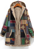 Winter Women's Printed Fleece Hooded Warm Jacket