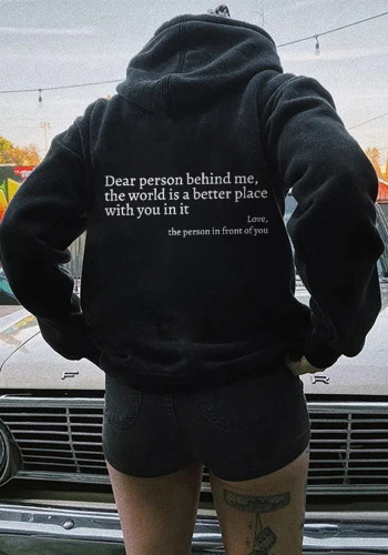 Women's Letter Print Long Sleeve Oversized Loose Fleece Hoodies