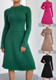 Autumn And Winter Solid Color Knitting Sweater A-Line Skirt Slim Chic Two-Piece Set