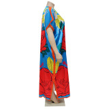Plus Size Women's Printed Casual Loose Dress