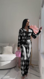 Autumn And Winter Women's Knitting Cardigan Sweater Pants Two-Piece Suit