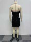 Sexy Feather Sequin Strapless Tight Fitting Slim Bodycon Dress