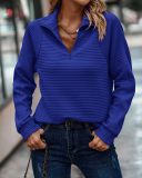 Autumn Comfortable Loose Solid Color Stand Collar Zipper Long Sleeve Patchwork Women's Top