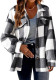 Women's Autumn And Winter Plaid Pockets Button Plush Jacket