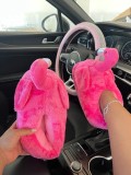 Flamingo Couple Cotton Shoes Home Warm Toe-Toe Fur Slippers