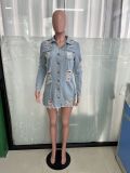 Women Tassel Ripped Long Sleeve Denim Jacket