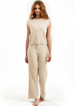 Plus Size Summer Women Loose Casual Solid Top and Pant Two-piece Set Plus Size Summer Women Loose Casual Solid Top and Pant Two-piece Set