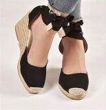 Summer wedge-heeled thick-soled Lace-Up hemp rope sandals