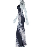 Women Off Shoulder Snake Print Strap Maxi Dress