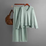 Women Autumn and Winter Loose Casual Sweater and Pant Two-piece Set
