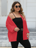 Plus Size Women Wavy Stripe Casual Loose Balloon Sleeve Jacket