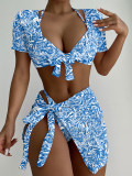 Women sexy bikini striped Swimwear four-piece set
