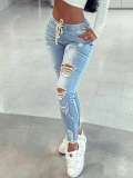 Women Stretch Ripped Denim Pants