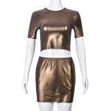 Women summer sexy Crop Top and Mini Skirt two-piece set
