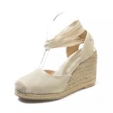 Summer wedge-heeled thick-soled Lace-Up hemp rope sandals
