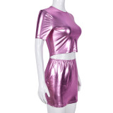 Women summer sexy Crop Top and Mini Skirt two-piece set