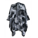 Women jacquard cape camouflage slit shawl