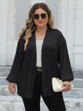 Plus Size Women Wavy Stripe Casual Loose Balloon Sleeve Jacket
